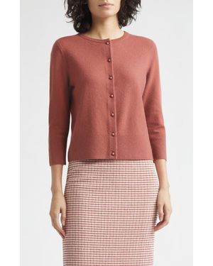 Vince Wool Blend Crewneck Cardigan - Red