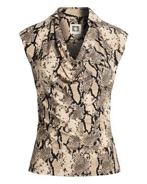 Anne Klein Cap Sleeve Shirt - Brown
