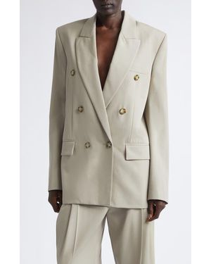 Stella McCartney Double Breasted Wool Boyfriend Blazer - Natural