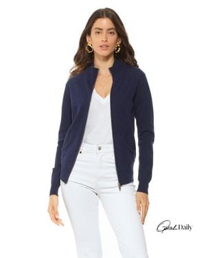 Monticelli Cashmere Pure Cashmere Double Slider Slider Zip Cardigan - Blue