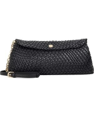 Dune Encourage Us Woven Faux Leather Clutch - Black