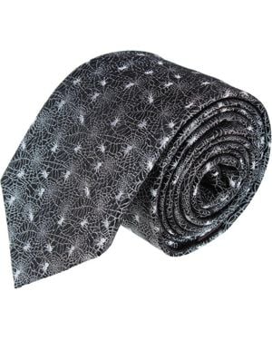 Trafalgar Venom Spider Web Motif Novelty Silk Necktie - Gray