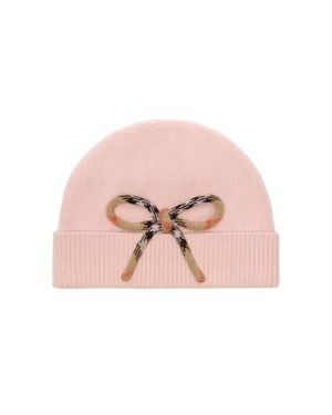 Burberry Check Bow Wool Cashmere Beanie - Pink