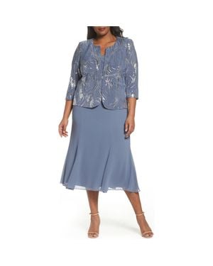 Alex Evenings Mock Two-Piece Jacket Dress - Blue