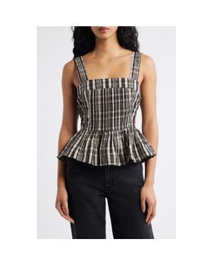 Damson Madder Thalia Peplum Tank - Black
