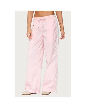 Edikted Annabella Low Rise Nylon Track Pants - Pink