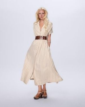 Theo the Label Astraea Lurex Belted Maxi Dress - White