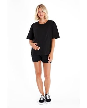 Accouchée Anytime Anywhere Side Zip Maternity/Nursing T-Shirt - Black