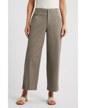 Wit & Wisdom Wyatt Skyrise Crop Wide Leg Twill Pants - Brown