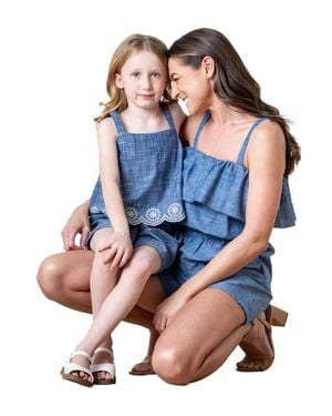 Hope & Henry Organic Ruffle Top Romper - Blue