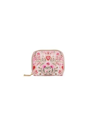 Fable England Penelope Floral Heart Small Purse - Pink