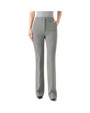 Akris Farida Check Stretch Virgin Wool Flare Leg Pants - Gray