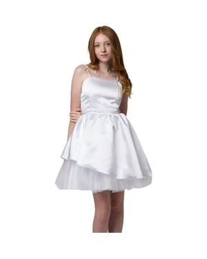 Un Deux Trois Satin Peek-A-Boo Party Dress - White