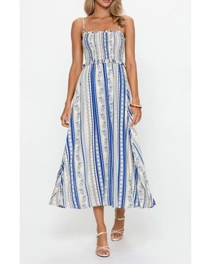 PS By Cupshe Stripe Sleeveless Midi Dress - Blue