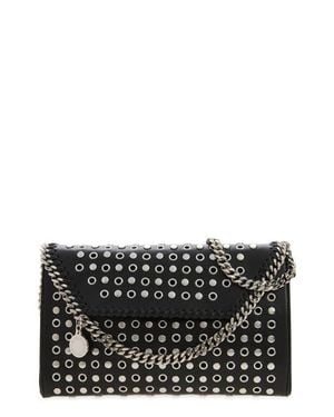 Stella McCartney Falabella Studded Faux Leather Wallet On A Chain - Black