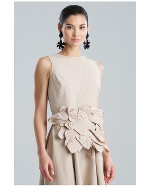 Natori Tech Cotton Taffeta Obi Belt With Embroidery - Natural