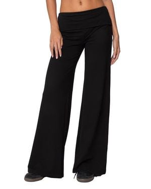 Edikted Wide Leg Foldover Pants - Black