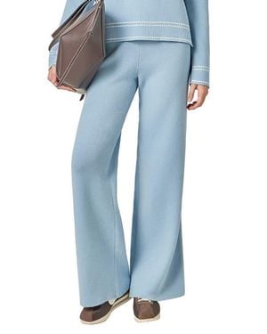English Factory Stitch Detail Wide Leg Knit Pants - Blue