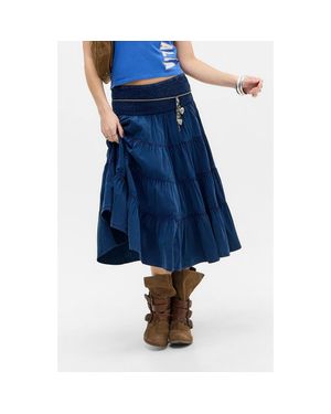 BDG Bea Cotton Tiered Skirt - Blue