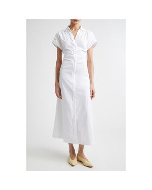 Lela Rose Cotton Stretch Poplin Tie Waist Shirtdress - White