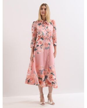 Phase Eight Anabella 3/4 Sleeve Midi Dress - Pink