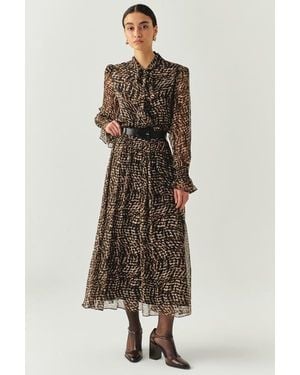Exquise Teresa Chiffon Midi Skirt - Brown