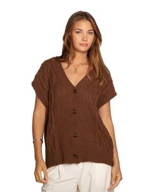 Belle & Bloom Rosette Oversized Knitted Vest - Brown