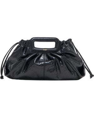 Maje Crackled Leather Milpli Pouch - Black