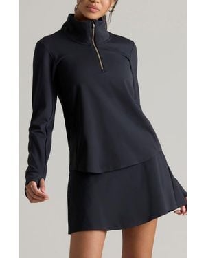 Rhone Course To Court Long Sleeve Quarter Zip Top - Black
