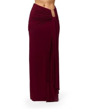 Naked Wardrobe U-Wire Ruched Maxi Skirt - Red