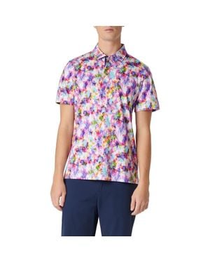 Bugatchi Hendrix Digital Watercolor Print Pima Cotton Polo - Purple