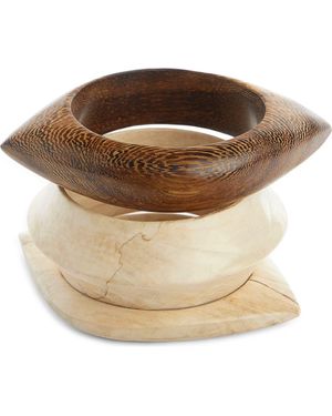 Isabel Marant Set Of 3 Wood Eye Bangle Bracelets - Brown