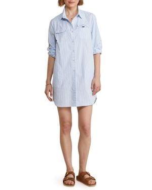 Vineyard Vines Harbor Stripe Long Sleeve Cover-Up Shirtdress - Blue