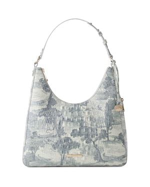 Brahmin Tabitha Croc Embossed Leather Shoulder Bag - Gray