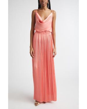 Ramy Brook Adalyn Cowl Neck Pleated Maxi Dress - Red