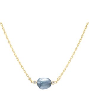 UNIFORM OBJECT Machina Akoya Pearl & Bezel Set Diamond Necklace - Blue
