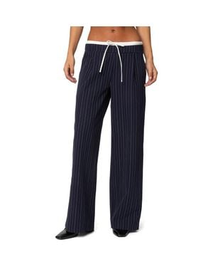 Edikted Peekaboo Pinstripe Drawstring Pants - Blue