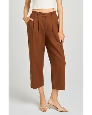 Wayf Stevie Linen Blend Crop Pants - Brown