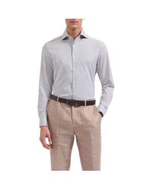 Bugatchi Devon Ooohcotton Geo Print Button-Up Shirt - Gray