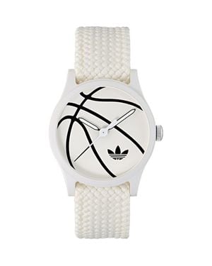 adidas Ao Style Basketball Dial Webbing Strap Watch, 39Mm - White