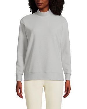 Lands' End Long Sleeve Ottoman Mock Pullover - Gray