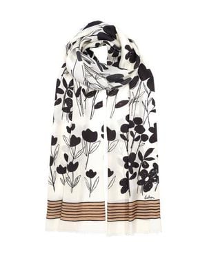 Echo Scribble Floral Silk Oblong - White