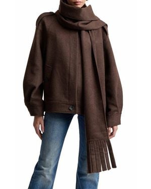 Avec Les Filles Oversized Coat With Detachable Scarf - Black