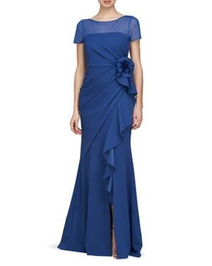JS Collections Rosette Detail Mermaid Gown - Blue