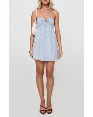 Princess Polly Rosenberg Embroidered Strapless Minidress - Blue