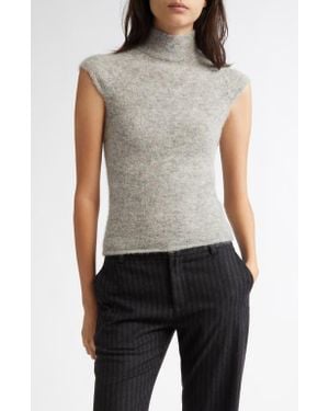 Paloma Wool Husk Mock Neck Cap Sleeve Alpaca Blend Sweater - Black