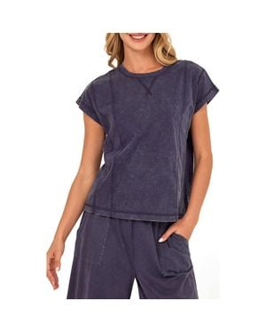 Threads For Thought Laurie Mineral Wash Seamed T-Shirt - Blue
