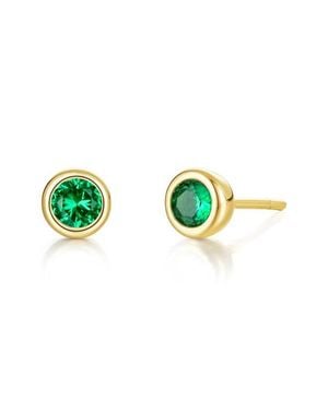Lafonn Bezel Simulated Birthstone Stud Earrings - Green