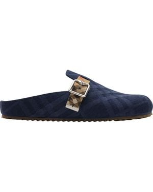 Burberry Check Denim Urchin Clogs - Blue