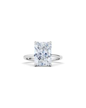 HauteCarat Radiant Cut Lab Created Diamond Ring - Blue